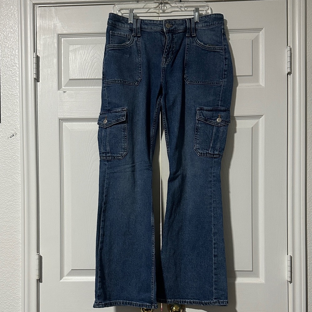 Aeropostale Dark Blue Flare Cargo Jeans